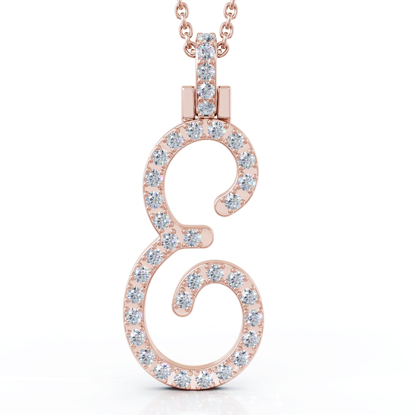 Diamond A-Z Alphabet Initial Letter Pendant Necklace, 18" Gold Chain in 14K Gold