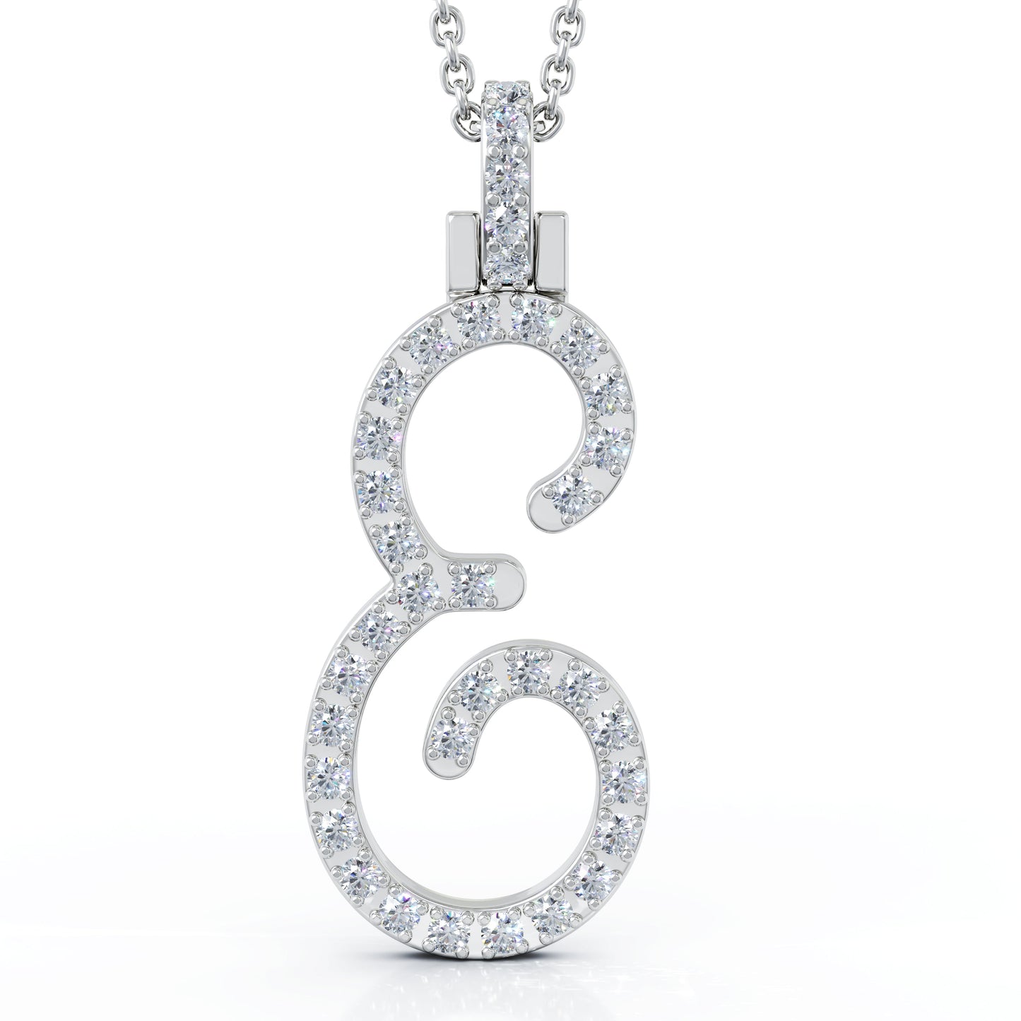 Diamond A-Z Alphabet Initial Letter Pendant Necklace, 18" Gold Chain in 14K Gold