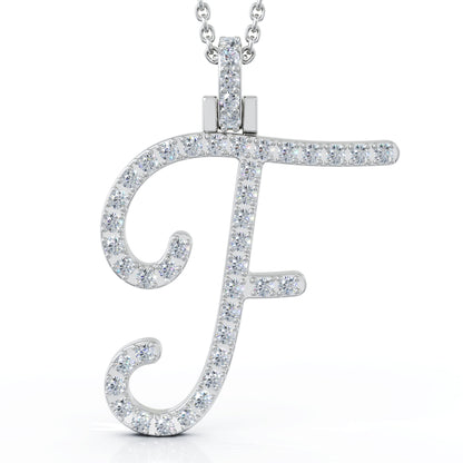 Diamond A-Z Alphabet Initial Letter Pendant Necklace, 18" Gold Chain in 14K Gold