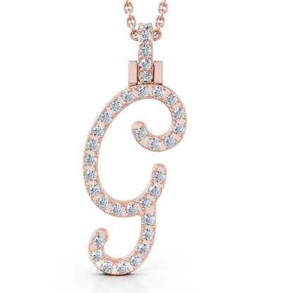Diamond A-Z Alphabet Initial Letter Pendant Necklace, 18" Gold Chain in 14K Gold