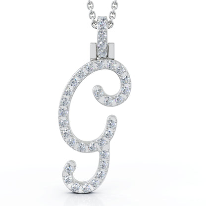 Diamond A-Z Alphabet Initial Letter Pendant Necklace, 18" Gold Chain in 14K Gold
