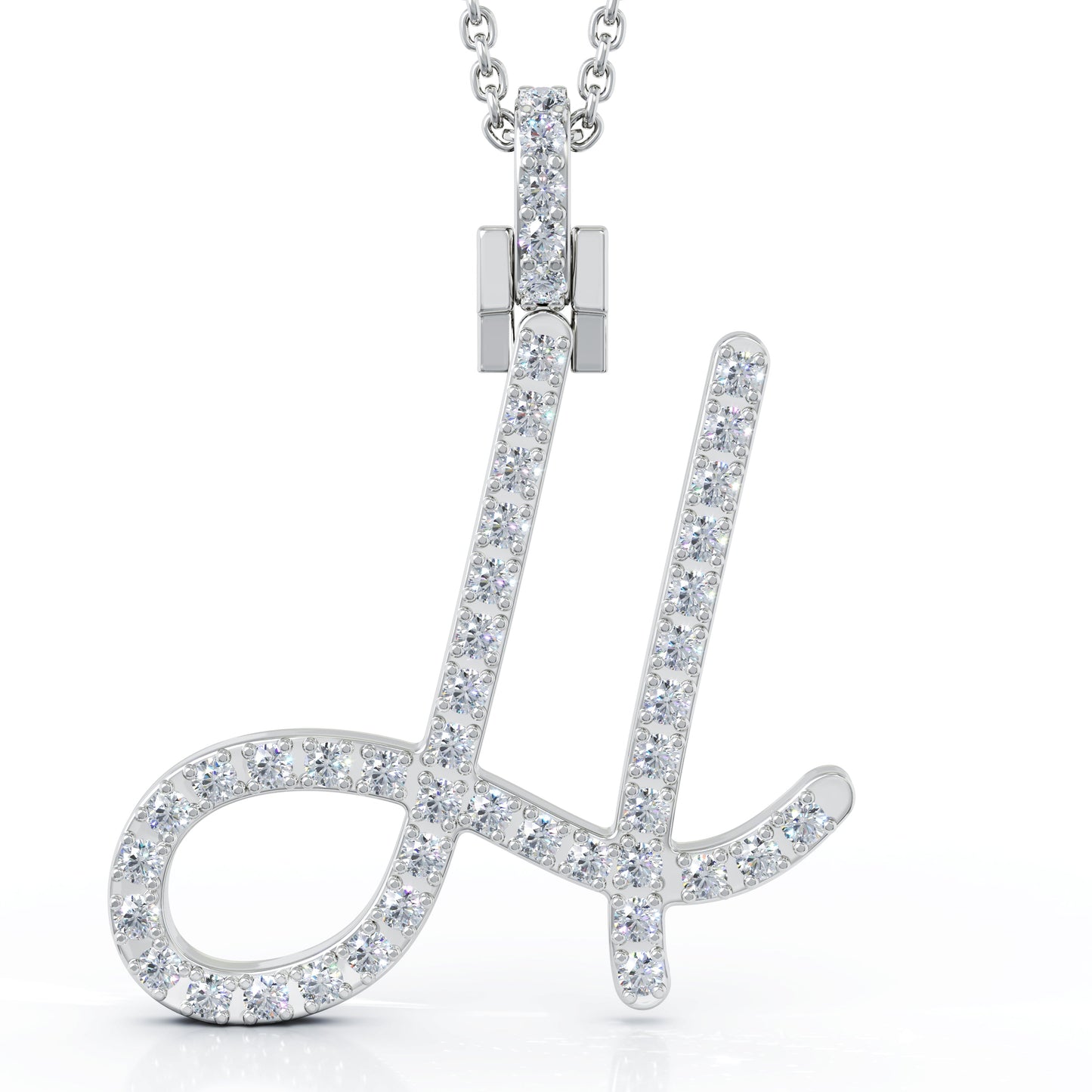 Diamond A-Z Alphabet Initial Letter Pendant Necklace, 18" Gold Chain in 14K Gold
