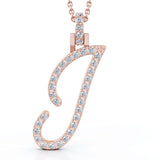 Diamond A-Z Alphabet Initial Letter Pendant Necklace, 18" Gold Chain in 14K Gold