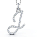 Diamond A-Z Alphabet Initial Letter Pendant Necklace, 18" Gold Chain in 14K Gold