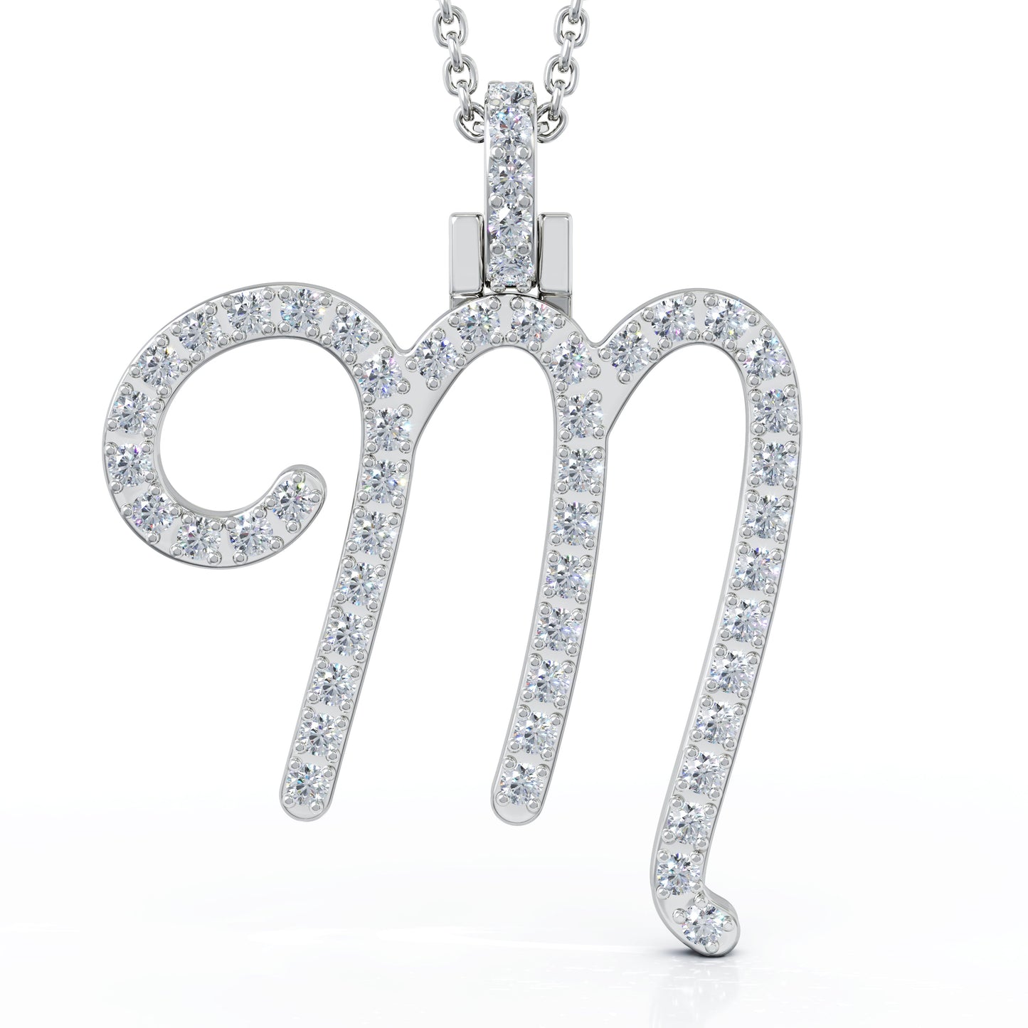 Diamond A-Z Alphabet Initial Letter Pendant Necklace, 18" Gold Chain in 14K Gold