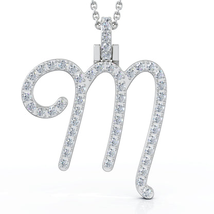 Diamond A-Z Alphabet Initial Letter Pendant Necklace, 18" Gold Chain in 14K Gold