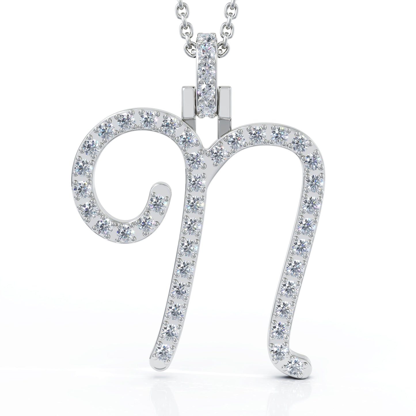 Diamond A-Z Alphabet Initial Letter Pendant Necklace, 18" Gold Chain in 14K Gold