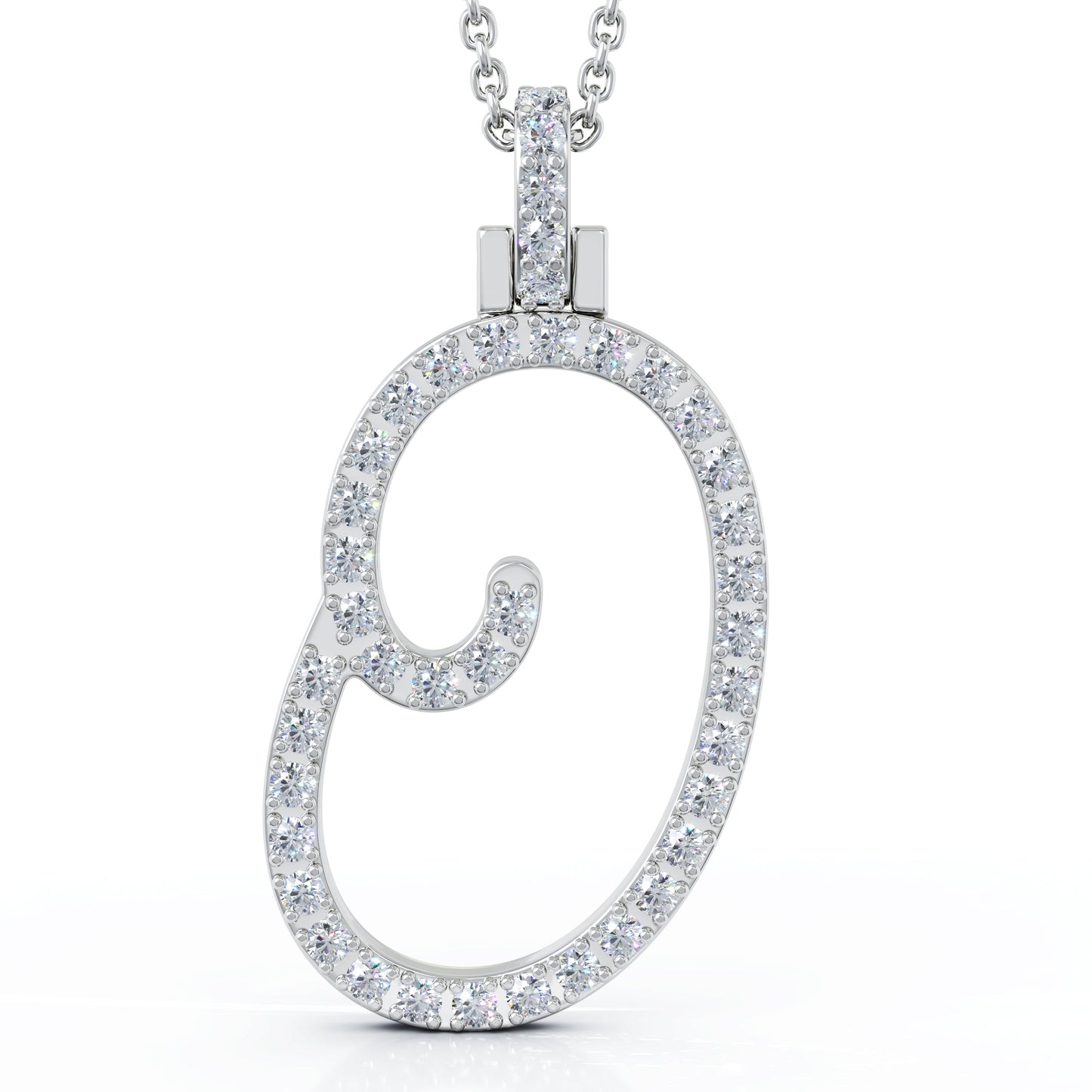 Diamond A-Z Alphabet Initial Letter Pendant Necklace, 18" Gold Chain in 14K Gold