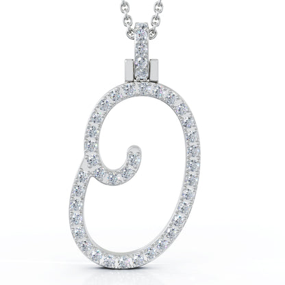 Diamond A-Z Alphabet Initial Letter Pendant Necklace, 18" Gold Chain in 14K Gold