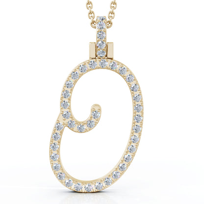 Diamond A-Z Alphabet Initial Letter Pendant Necklace, 18" Gold Chain in 14K Gold