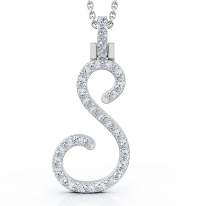 Diamond A-Z Alphabet Initial Letter Pendant Necklace, 18" Gold Chain in 14K Gold