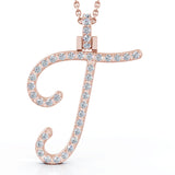 Diamond A-Z Alphabet Initial Letter Pendant Necklace, 18" Gold Chain in 14K Gold