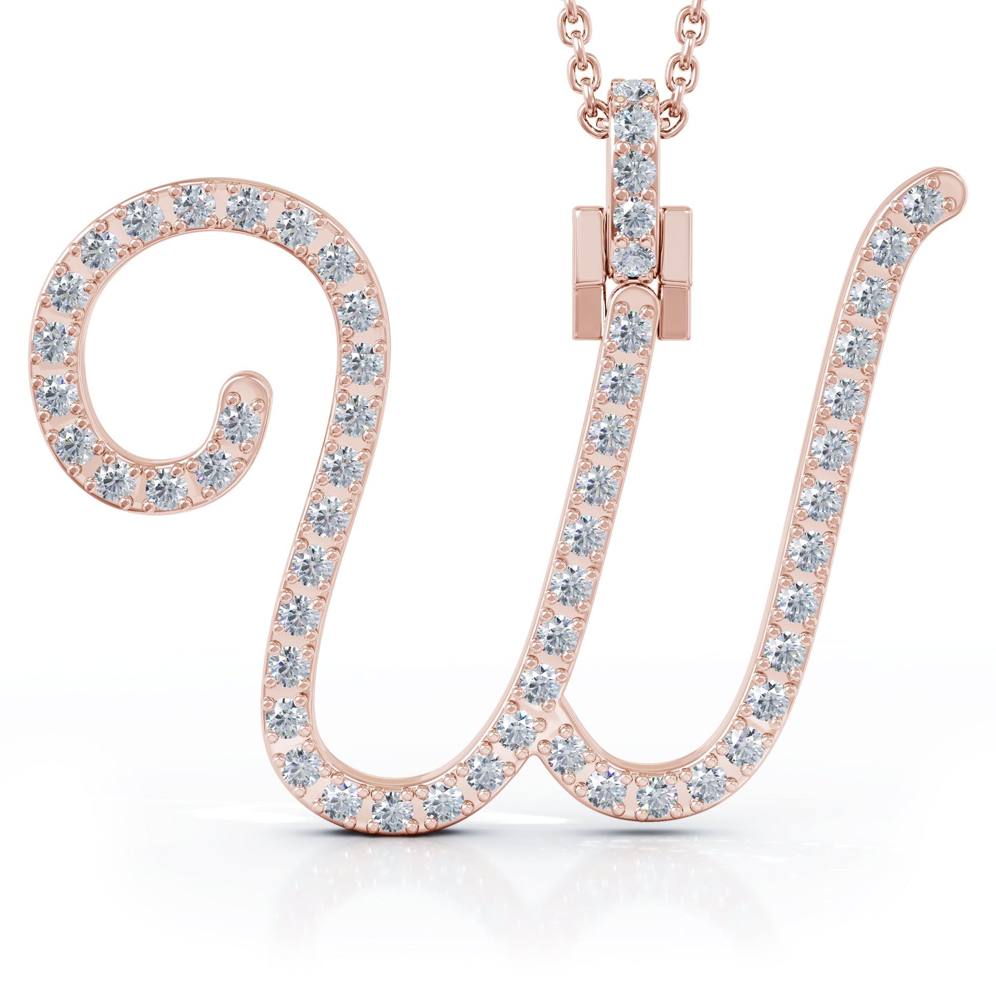 Diamond A-Z Alphabet Initial Letter Pendant Necklace, 18" Gold Chain in 14K Gold