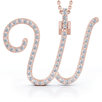 Diamond A-Z Alphabet Initial Letter Pendant Necklace, 18" Gold Chain in 14K Gold