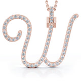 Diamond A-Z Alphabet Initial Letter Pendant Necklace, 18" Gold Chain in 14K Gold
