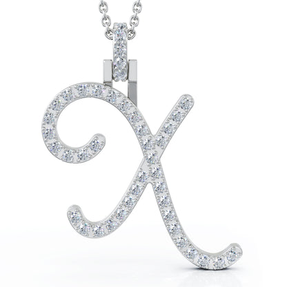 Diamond A-Z Alphabet Initial Letter Pendant Necklace, 18" Gold Chain in 14K Gold