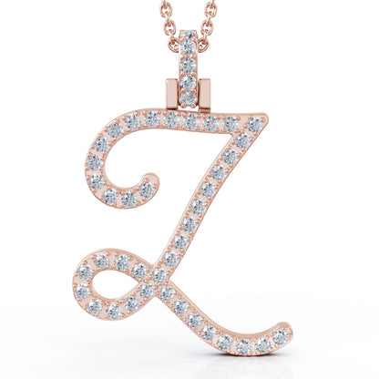 Diamond A-Z Alphabet Initial Letter Pendant Necklace, 18" Gold Chain in 14K Gold