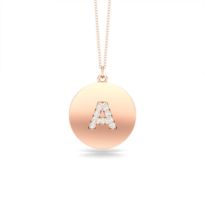 0.07Ct Diamond A-Z Alphabet Initial Pendant, 18" Gold Chain in 14K Gold