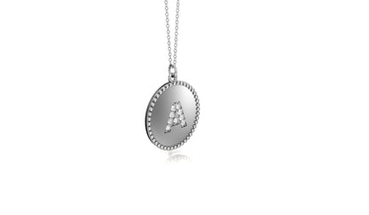 0.07Ct Diamond A-Z Alphabet Initial Bead Pendant, 18" Gold Chain in 14K Gold