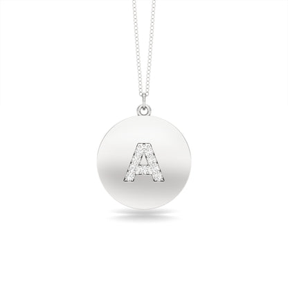 0.07Ct Diamond A-Z Alphabet Initial Pendant, 18" Gold Chain in 14K Gold