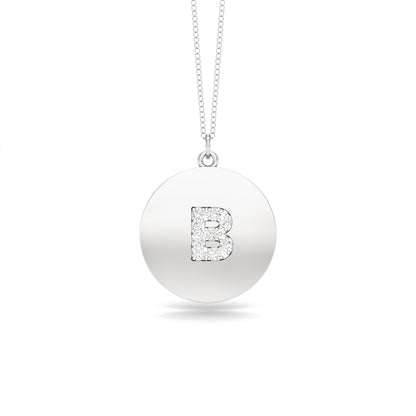 0.07Ct Diamond A-Z Alphabet Initial Pendant, 18" Gold Chain in 14K Gold