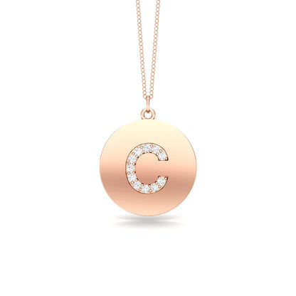 0.07Ct Diamond A-Z Alphabet Initial Pendant, 18" Gold Chain in 14K Gold