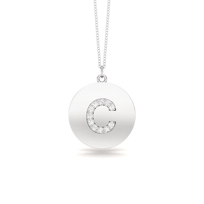 0.07Ct Diamond A-Z Alphabet Initial Pendant, 18" Gold Chain in 14K Gold