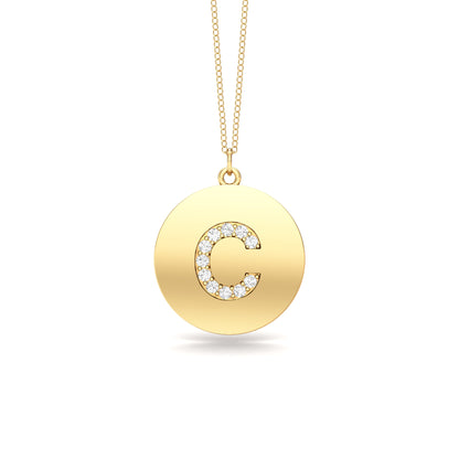 0.07Ct Diamond A-Z Alphabet Initial Pendant, 18" Gold Chain in 14K Gold