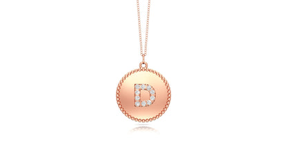 0.07Ct Diamond A-Z Alphabet Initial Bead Pendant, 18" Gold Chain in 14K Gold