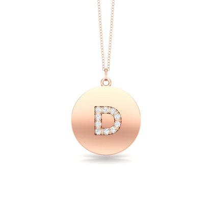 0.07Ct Diamond A-Z Alphabet Initial Pendant, 18" Gold Chain in 14K Gold