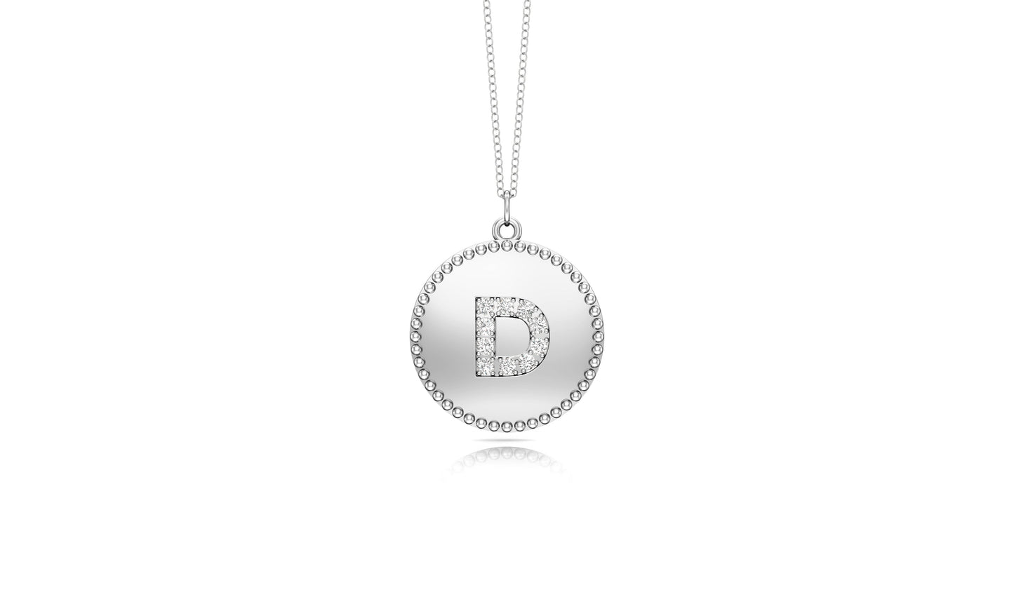 0.07Ct Diamond A-Z Alphabet Initial Bead Pendant, 18" Gold Chain in 14K Gold
