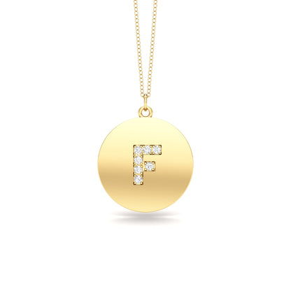 0.07Ct Diamond A-Z Alphabet Initial Pendant, 18" Gold Chain in 14K Gold