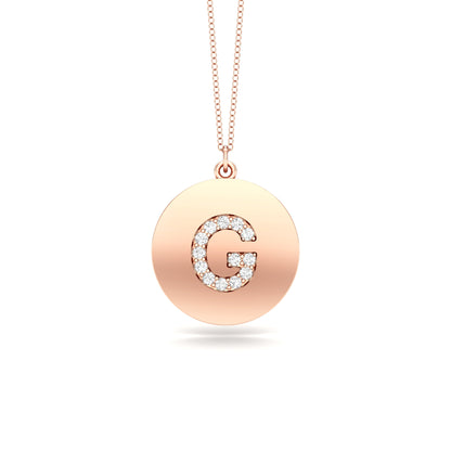 0.07Ct Diamond A-Z Alphabet Initial Pendant, 18" Gold Chain in 14K Gold