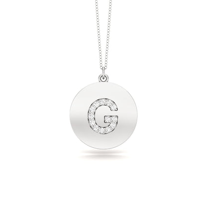 0.07Ct Diamond A-Z Alphabet Initial Pendant, 18" Gold Chain in 14K Gold