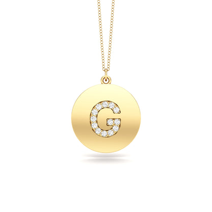 0.07Ct Diamond A-Z Alphabet Initial Pendant, 18" Gold Chain in 14K Gold
