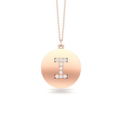 0.07Ct Diamond A-Z Alphabet Initial Pendant, 18" Gold Chain in 14K Gold