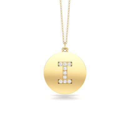 0.07Ct Diamond A-Z Alphabet Initial Pendant, 18" Gold Chain in 14K Gold
