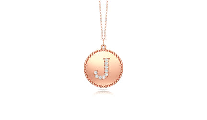 0.07Ct Diamond A-Z Alphabet Initial Bead Pendant, 18" Gold Chain in 14K Gold