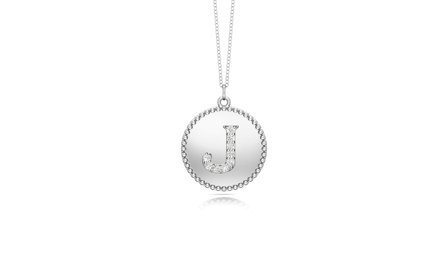 0.07Ct Diamond A-Z Alphabet Initial Bead Pendant, 18" Gold Chain in 14K Gold