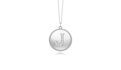 0.07Ct Diamond A-Z Alphabet Initial Bead Pendant, 18" Gold Chain in 14K Gold