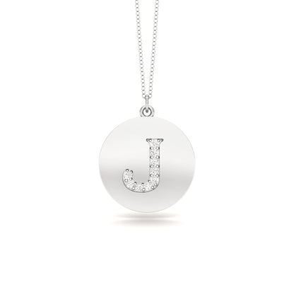 0.07Ct Diamond A-Z Alphabet Initial Pendant, 18" Gold Chain in 14K Gold