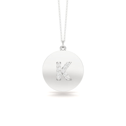 0.07Ct Diamond A-Z Alphabet Initial Pendant, 18" Gold Chain in 14K Gold