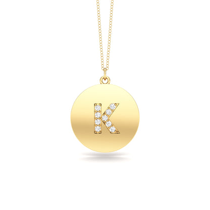 0.07Ct Diamond A-Z Alphabet Initial Pendant, 18" Gold Chain in 14K Gold