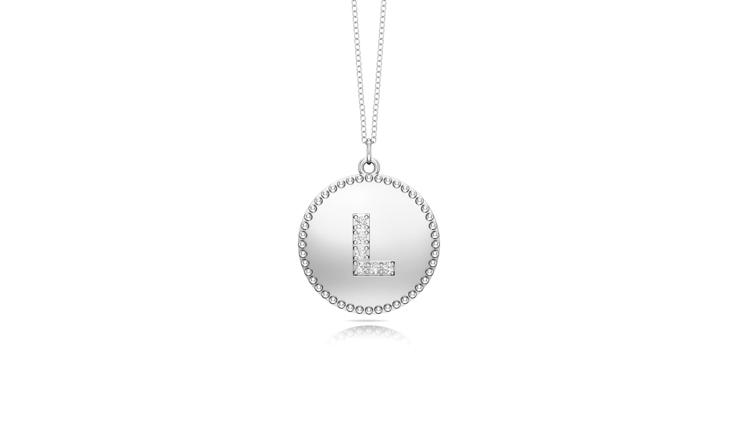 0.07Ct Diamond A-Z Alphabet Initial Bead Pendant, 18" Gold Chain in 14K Gold
