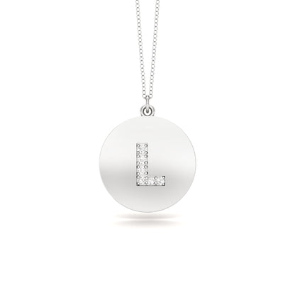 0.07Ct Diamond A-Z Alphabet Initial Pendant, 18" Gold Chain in 14K Gold