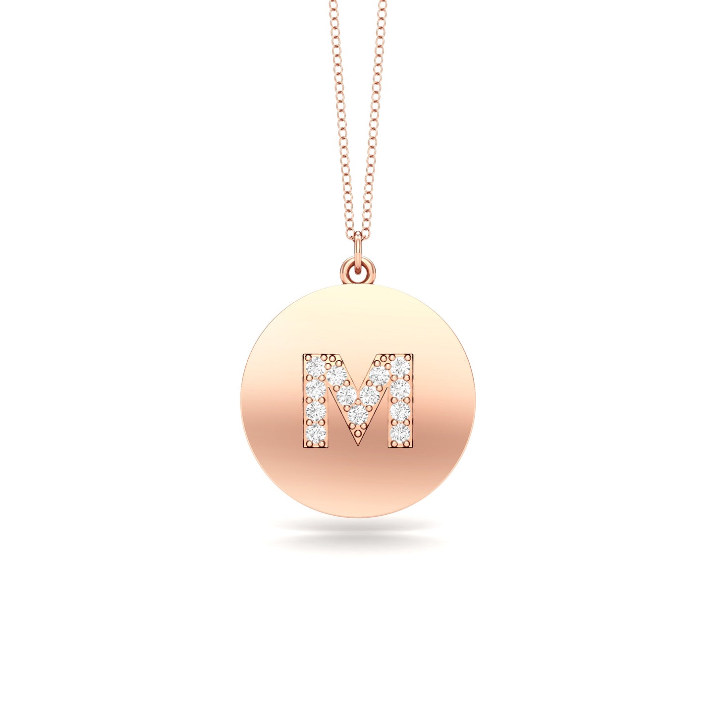 0.07Ct Diamond A-Z Alphabet Initial Pendant, 18" Gold Chain in 14K Gold
