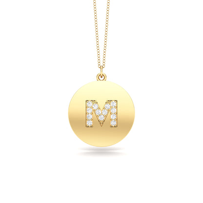 0.07Ct Diamond A-Z Alphabet Initial Pendant, 18" Gold Chain in 14K Gold