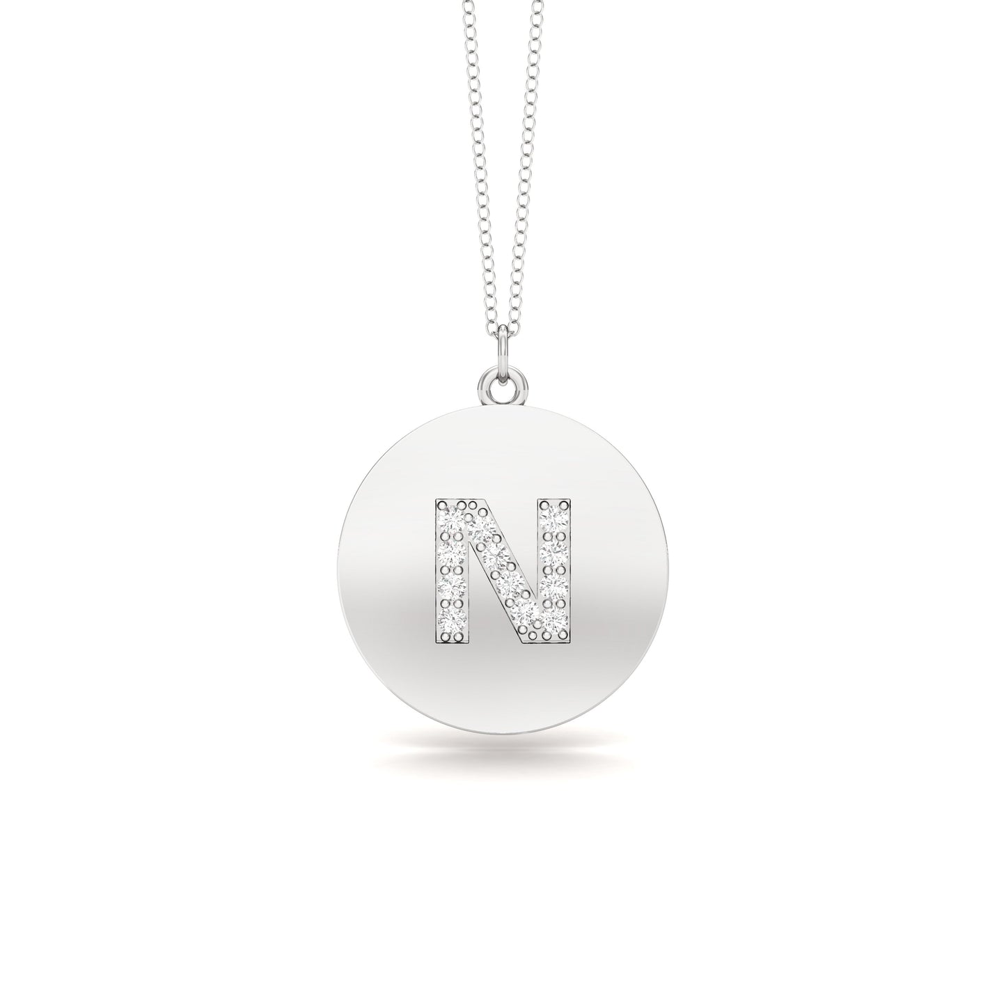 0.07Ct Diamond A-Z Alphabet Initial Pendant, 18" Gold Chain in 14K Gold
