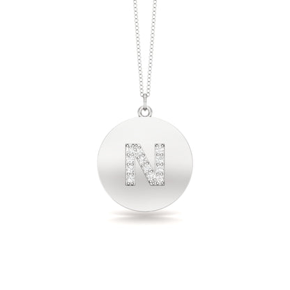 0.07Ct Diamond A-Z Alphabet Initial Pendant, 18" Gold Chain in 14K Gold