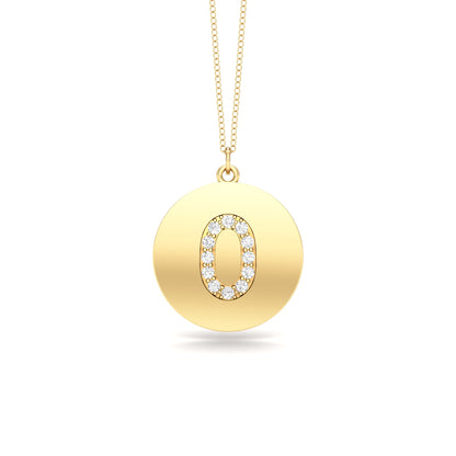 0.07Ct Diamond A-Z Alphabet Initial Pendant, 18" Gold Chain in 14K Gold